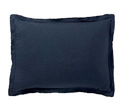 Open Box: Belgian Flax Linen Double Flange Sham, Standard, Set of 2 - Midnight