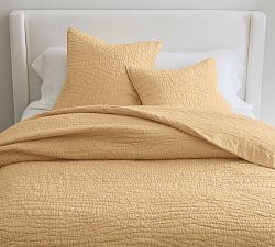 Open Box: Belgian Flax Linen Handcrafted Quilt, Full/Queen - Harvest Gold