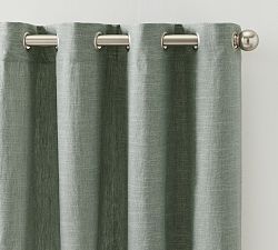 Open Box: Emery Linen Pewter Grommet Blackout Curtain, 50 x 84&quot;- Mineral Blue