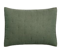 Open Box: European Flax Linen Waffle Quilted Sham, Standard - Set of 2 - Cypress