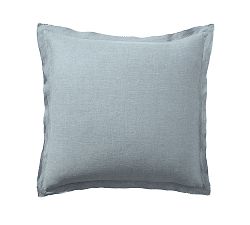 Open Box: Belgian Flax Linen Double Flange Sham, Euro Set of 3 - Chambray/Flax