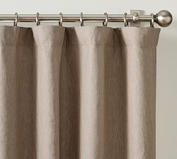 Open Box: Belgian Flax Linen Blackout Curtain, 100"W x 120"L - Warm Gray