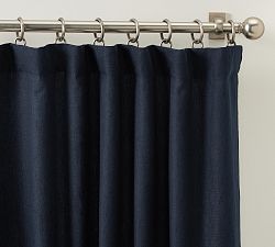 Open Box: Belgian Flax Linen Blackout Curtain, 50" W x 120" L - Midnight