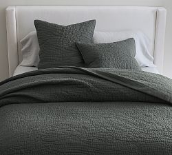 Open Box: Belgian Flax Linen Handcrafted Quilt, King/Cal. King - Charcoal