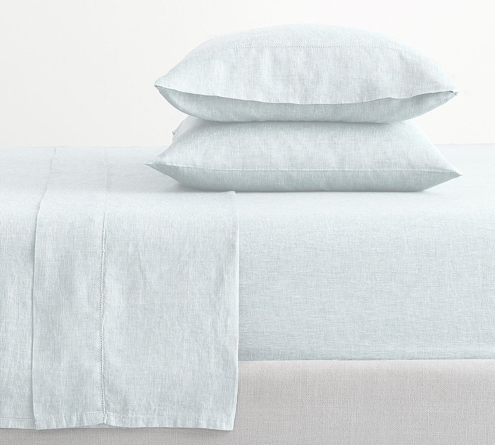 Open Box: Belgian Flax Linen Sheet Set, Full - Blue Frost