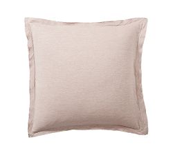 Open Box: Belgian Flax Linen Double Flange Sham, Euro Set of 2 - Smoky Quartz