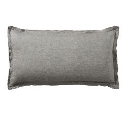 Open Box: Belgian Flax Linen Double Flange Sham, King Set of 2 - Heathered Charcoal