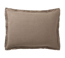 Open Box: Belgian Flax Linen Double Flange Sham, Standard Set of 2 - Café Noir