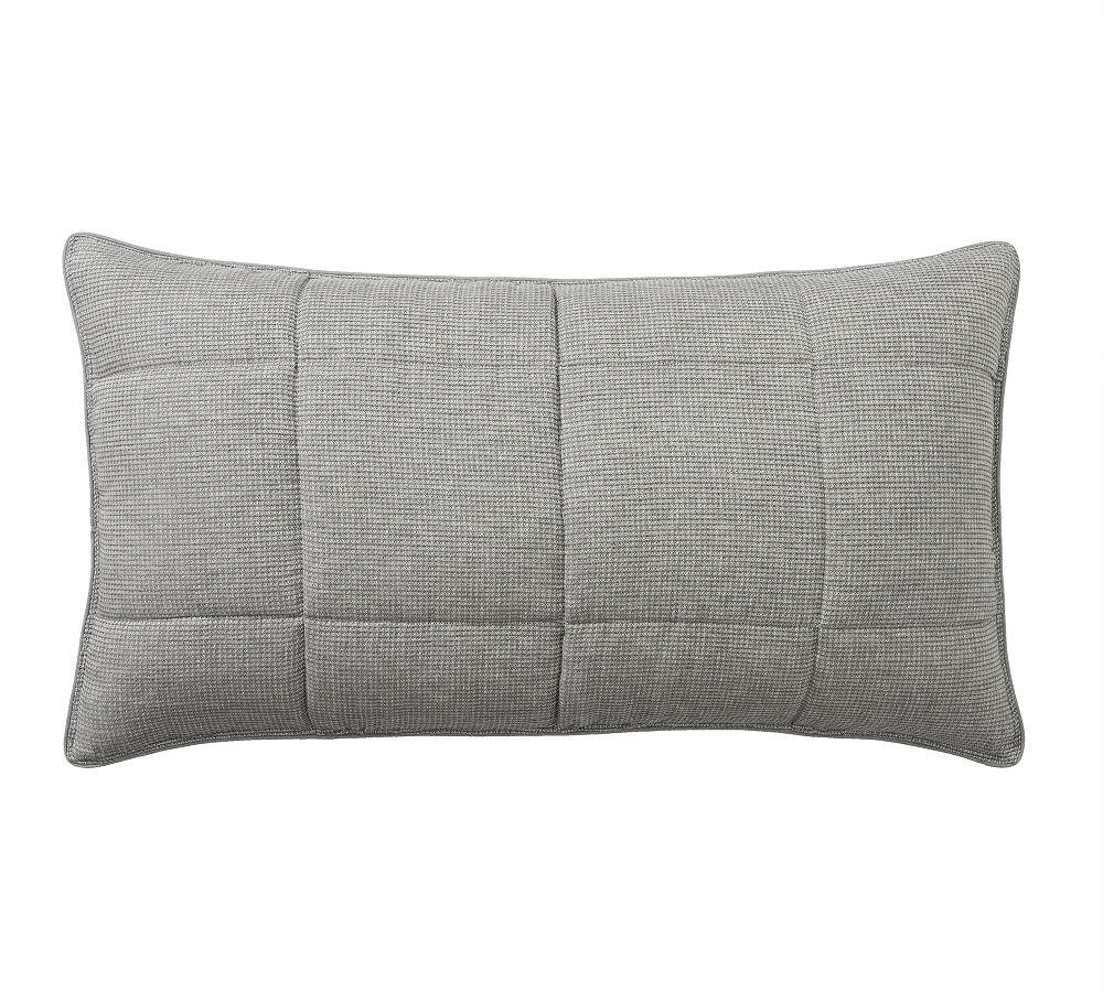 Open Box: European Flax Linen Waffle Comforter Sham, King Set of 2 - Light Gray