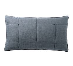Open Box: European Flax Linen Waffle Comforter Sham, King Set of 3 - Steel Blue