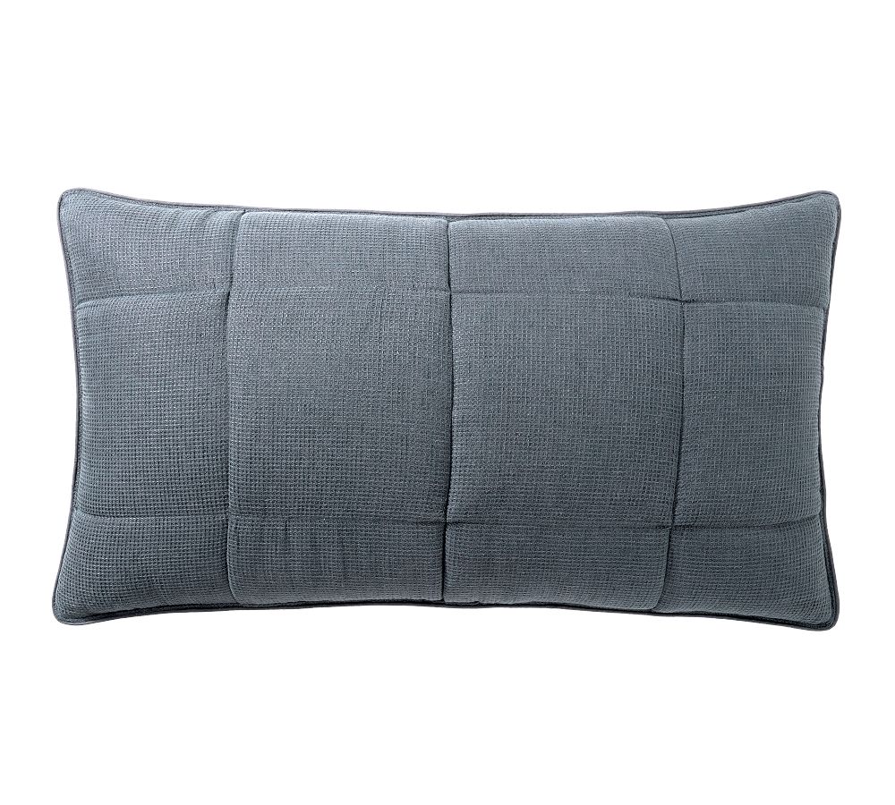 Open Box: European Flax Linen Waffle Comforter Sham, King Set of 3 - Steel Blue