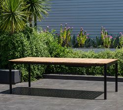 Zia Teak Rectangular Extendable Outdoor Dining Table with Monza Stackable Dining Armchair Set