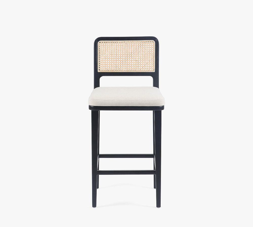 Open Box: Lisbon Upholstered Cane Narrow Stool
