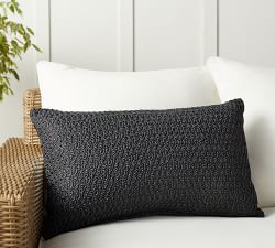 Faux Natural Fiber Honeycomb Outdoor Lumbar Pillow