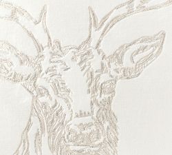 Metallic Embroidered Stag Pillow Cover