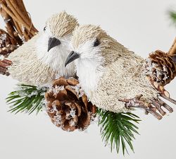 Handcrafted Lovebirds in Wreath Ornament