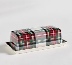 Stewart Plaid Stoneware Butter Dish