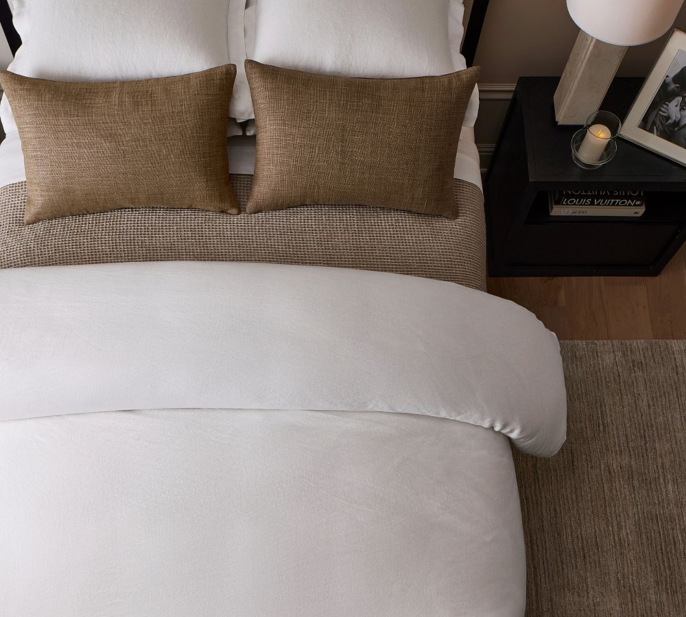 Pottery Barn Queen Belgian Flax Linen Duvet Cover - White