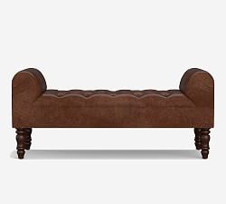 Lorraine Tufted Leather Bench