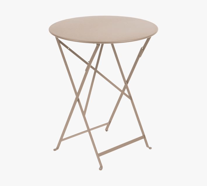 Beige round folding table