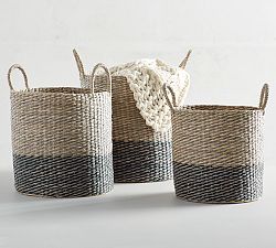 Lisbon Seagrass Two-Tone Tote Baskets