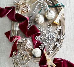 Mercury Glass Tinsel Reindeer Ornament