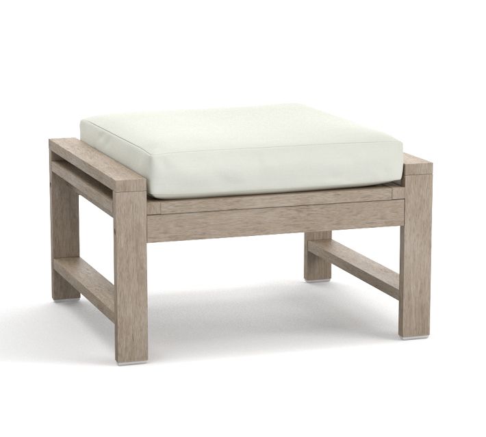 Wooden square ottoman with white cushion