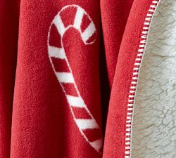 Candy Cane Jacquard Sherpa Back Throw