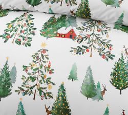 Christmas in the Country Percale Duvet Cover
