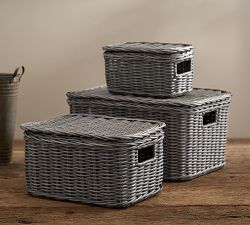 Wicker Weave Lidded Baskets