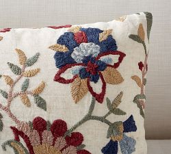 Aviva Floral Embroidered Lumbar Pillow Cover