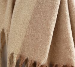 Color Blocked Faux Mohair Throw