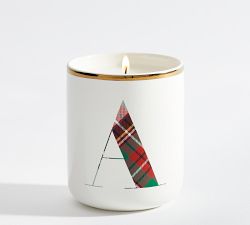 Stewart Plaid Alphabet Scented Candle - Winter Spruce