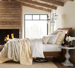 Washed Cotton with Lace Duvet Cover &amp; Shams