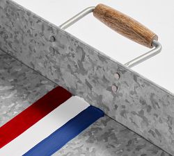 Galvanized Americana Rectangle Tray with Wooden Handles