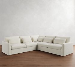 Westwood Fin Arm Deep Seat Slipcovered 3-Piece L-Shaped Sectional (122&quot;)