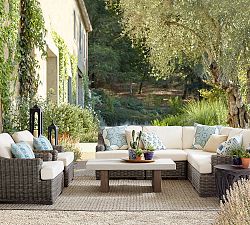 Open Box: Build Your Own - Huntington Wicker Slope Arm Outdoor Sectional Components