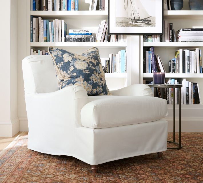 Slipcover Rolled Arm Armchair Carlisle Slipcovered Chair Pottery Barn