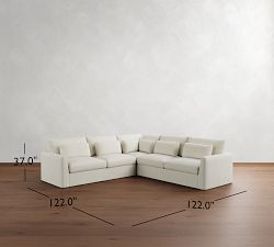 Westwood Fin Arm Deep Seat Slipcovered 3-Piece L-Shaped Sectional (122&quot;)