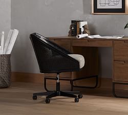 Elm Upholstered Cane Desk Chair