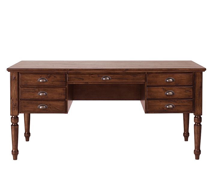 Pottery Barn ホワイト 木製 デスク 引き出し付き ポッタリーバーン printers-keyhole-executive-