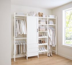 Essential Walk-In&#160;Closet by Hold Everything,&#160;8' Hanging System with&#160;Cabinet &amp; Drawers&#8203;