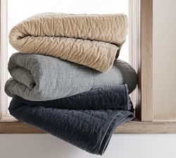 Hudson Handcrafted Heathered Velvet Quilt &amp; Shams