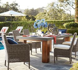 Abbott Concrete &amp; Acacia Chunky Leg Outdoor Dining Table (96&quot;)