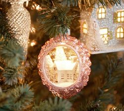 Lit House Scene in Mercury Ornament