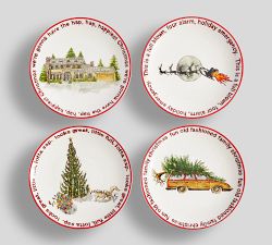 National Lampoon&rsquo;s Christmas Vacation&#8482; Stoneware Appetizer Plates - Mixed Set of 4