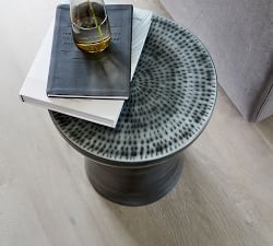 Mak Round Metal Accent Table (15")