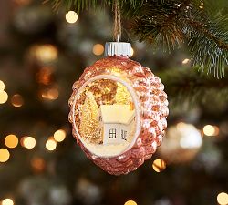 Lit House Scene in Mercury Ornament