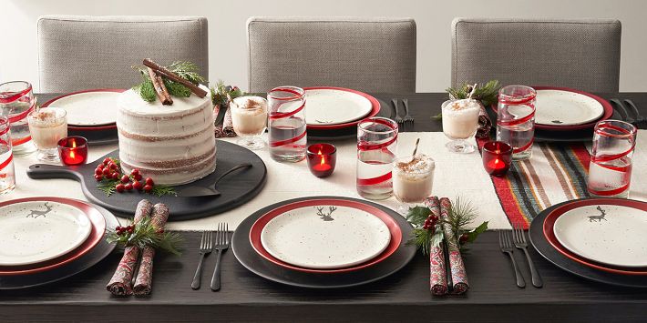 Reindeer Plates Pottery Barn Christmas Dinnerware Sets Christmas