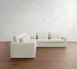 Westwood Fin Arm Deep Seat Slipcovered 3-Piece L-Shaped Sectional (122&quot;)